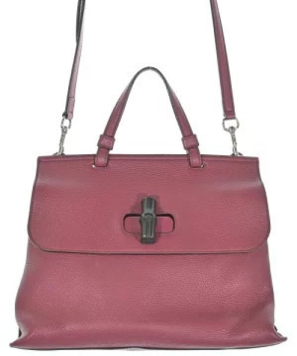 Gucci pink leather Bamboo Daily Top Handle Bag bamboo turnlock